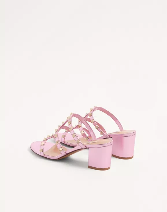 Valentino Rockstud Slide Sandal In Laminated Nappa 60Mm - Image 5